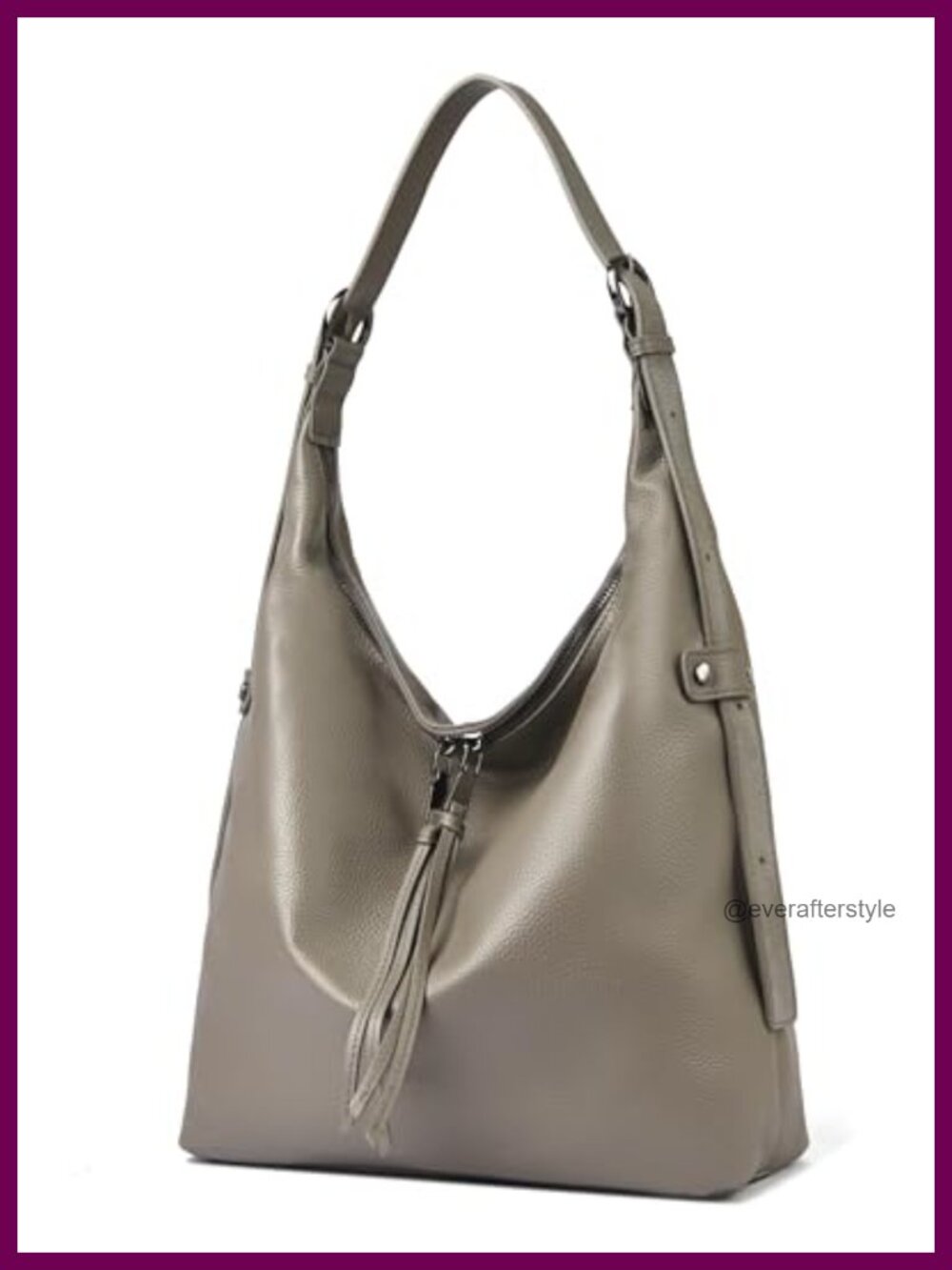 Genuine Pebbled Leather Hobo Bag Slouchy Crossbody Shoulder Purse